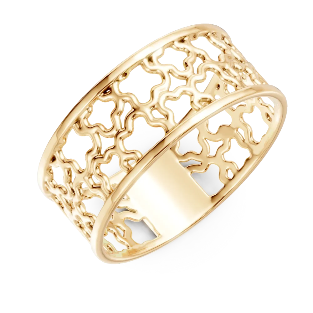 Inel cu motive geometrice din aur galben
