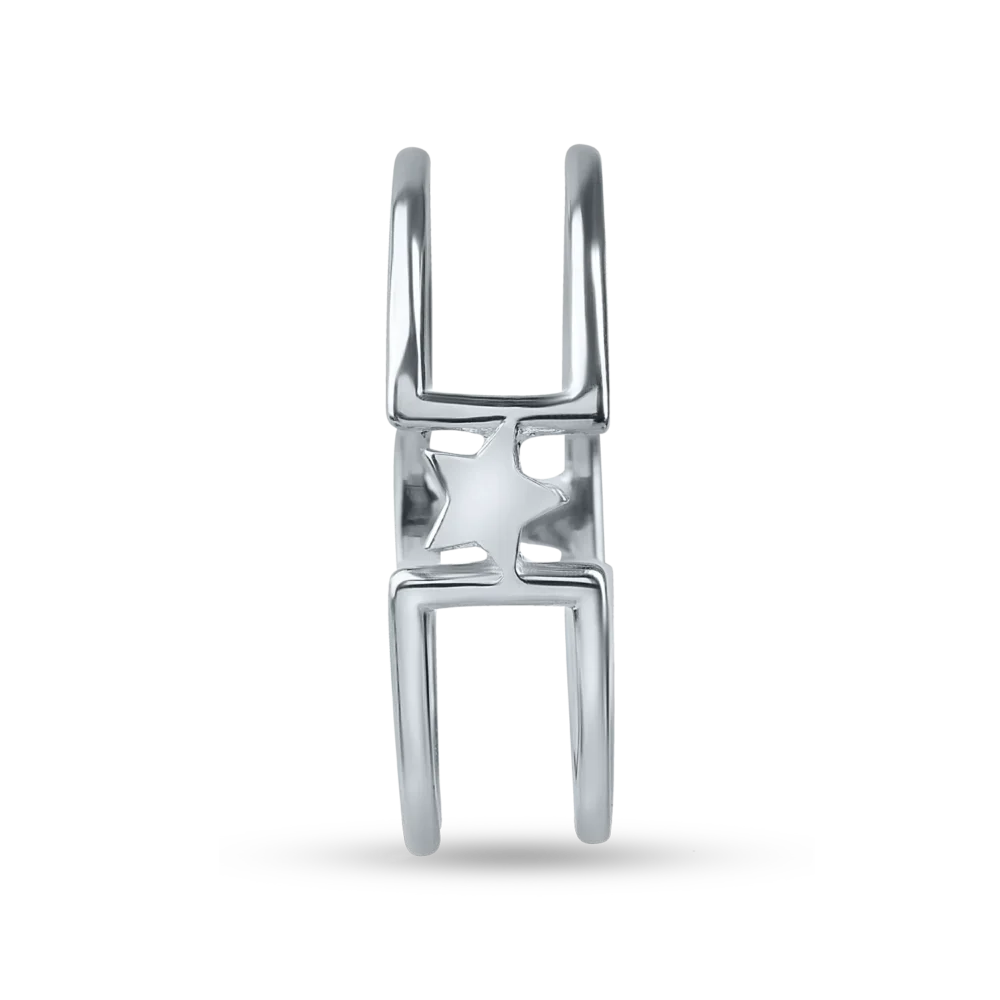 Inel cu steluta din aur alb - imagine 2