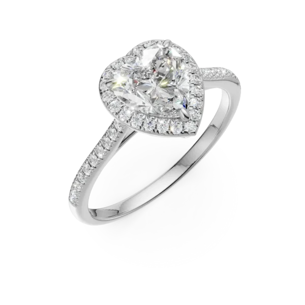 Inel de logodna din aur alb cu diamant heart de 0.8ct si diamante de 0.1ct