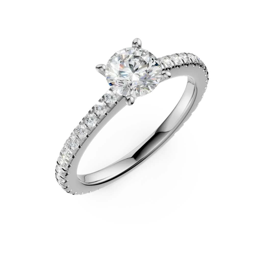 Inel de logodna din aur alb cu diamant de 1ct si diamante de 0.46ct