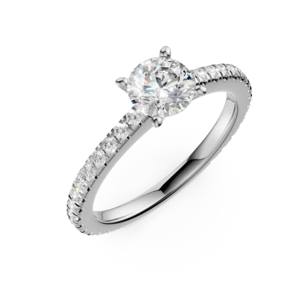 Inel de logodna din aur alb cu diamant de 1ct si diamante de 0.46ct