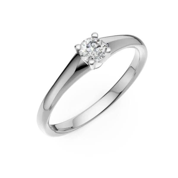 Inel de logodna din aur alb cu diamant solitaire de 0.1ct