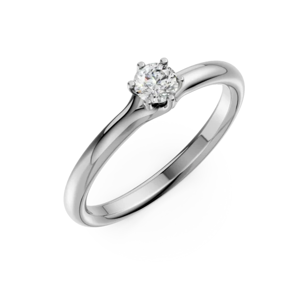 Inel de logodna din aur alb cu diamant solitaire de 0.2ct