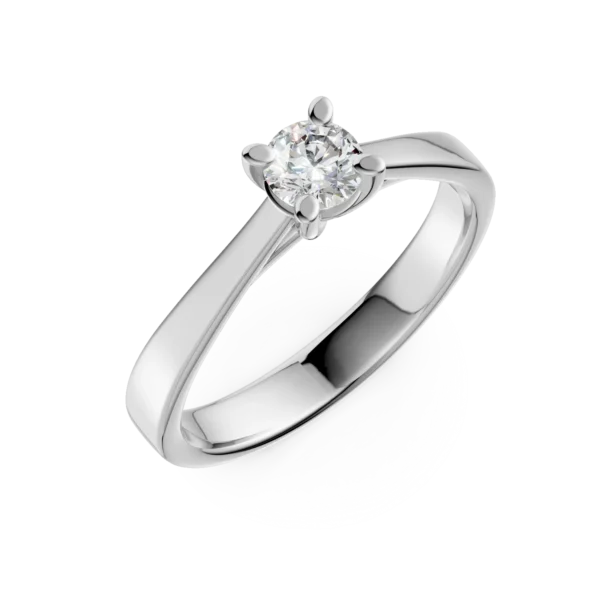 Inel de logodna din aur alb cu diamant solitaire de 0.2ct