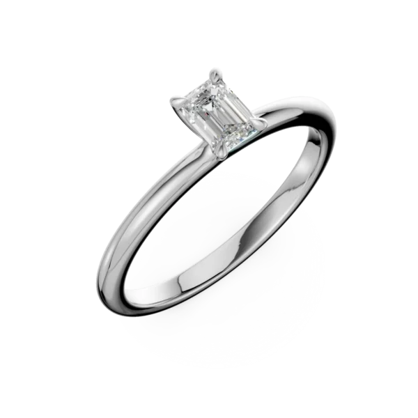 Inel de logodna din aur alb cu diamant emerald solitaire de 0.3ct