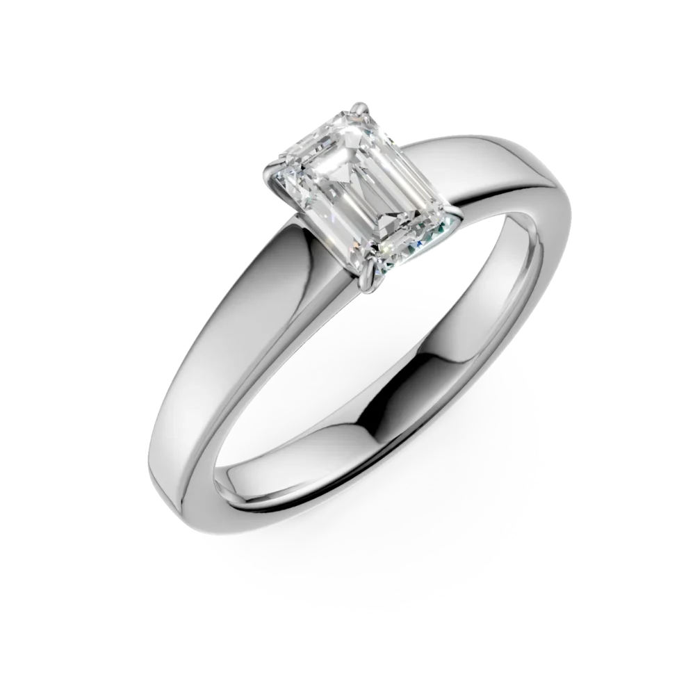 Inel de logodna din aur alb cu diamant emerald solitaire de 0.7ct