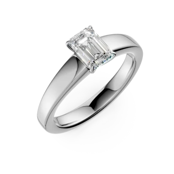 Inel de logodna din aur alb cu diamant emerald solitaire de 0.7ct