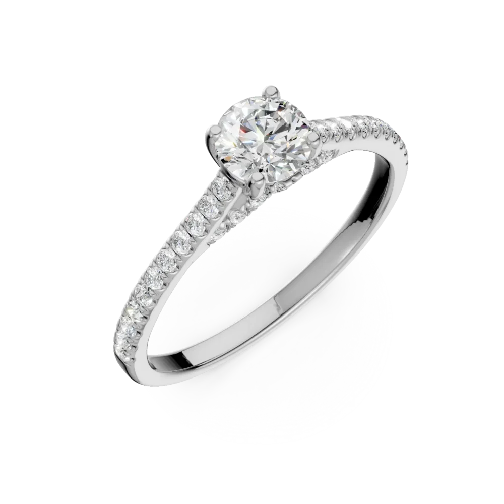 Inel de logodna din aur alb cu diamante de 0.6ct create in laborator