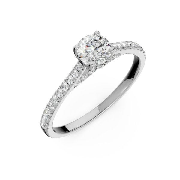 Inel de logodna din aur alb cu diamante de 0.6ct create in laborator