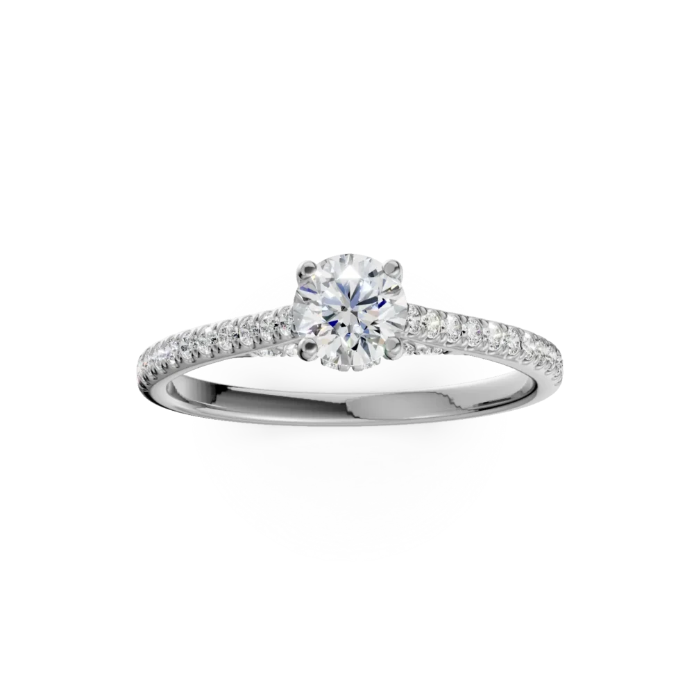 Inel de logodna din aur alb cu diamante de 0.6ct create in laborator - imagine 3