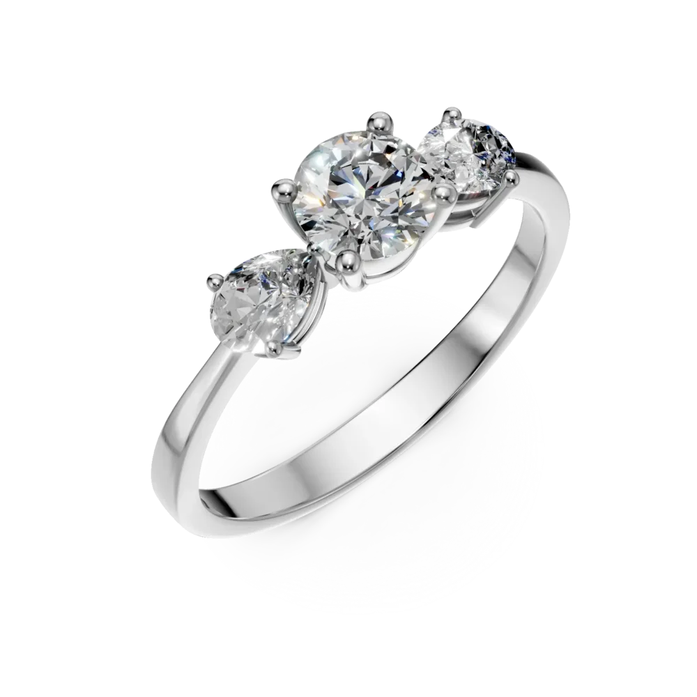 Inel de logodna din aur alb cu diamante de 0.9ct