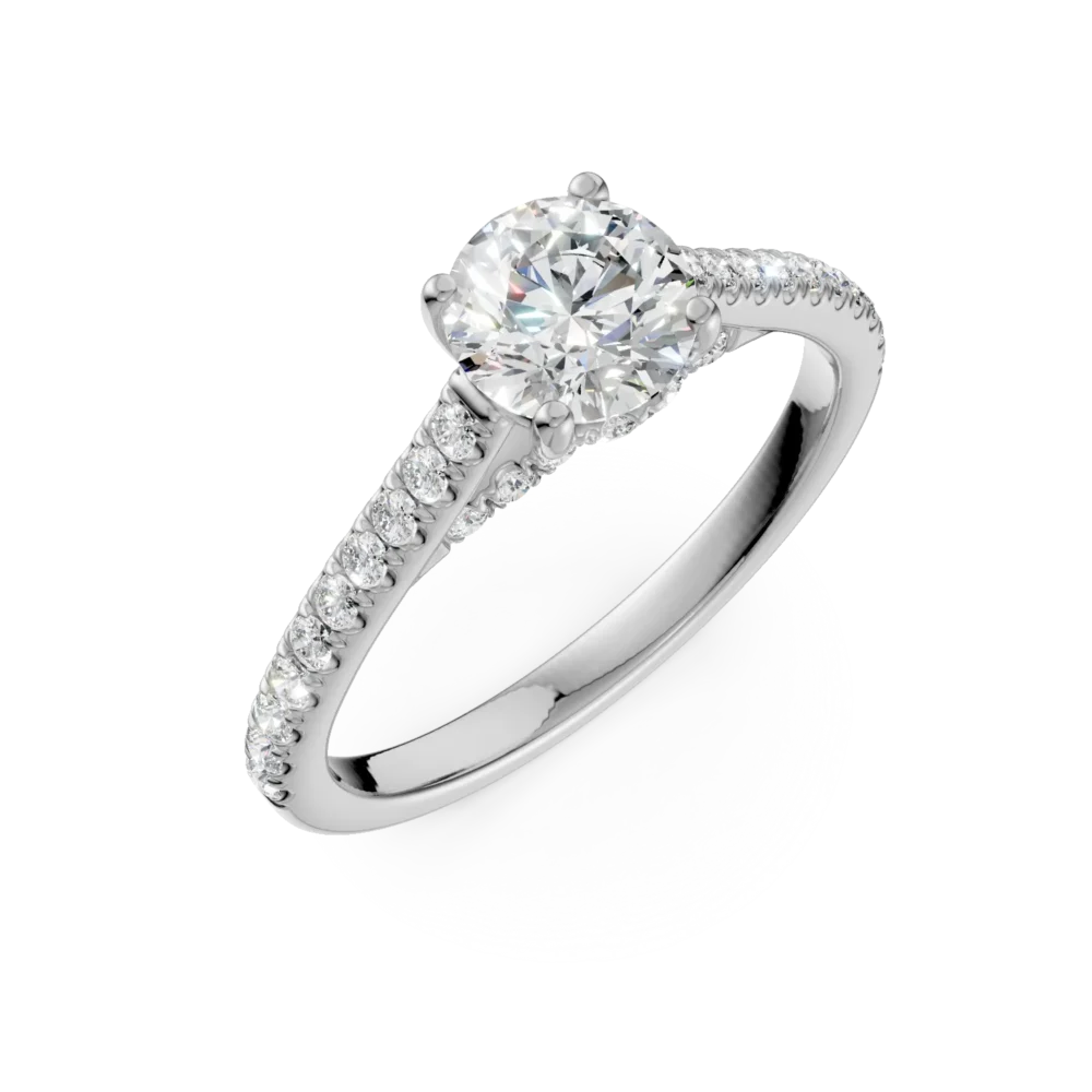 Inel de logodna din aur alb cu diamante de 1.3ct create in laborator