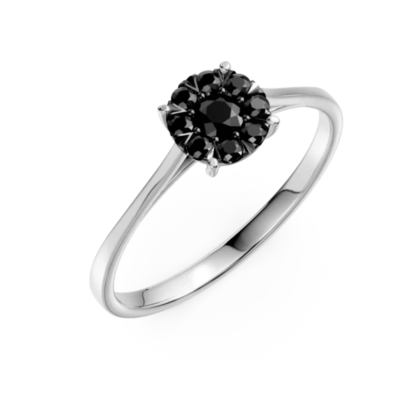 Inel de logodna din aur alb cu diamante negre de 0.3ct