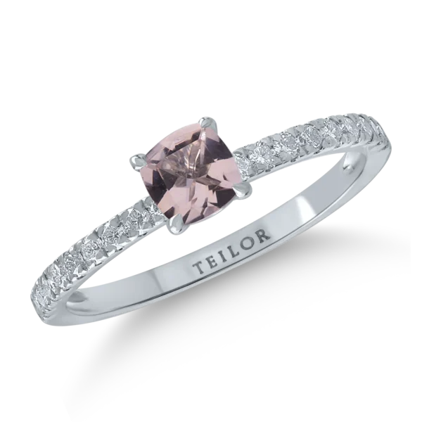 Inel de logodna din aur alb cu morganit de 0.48ct si diamante de 0.33ct