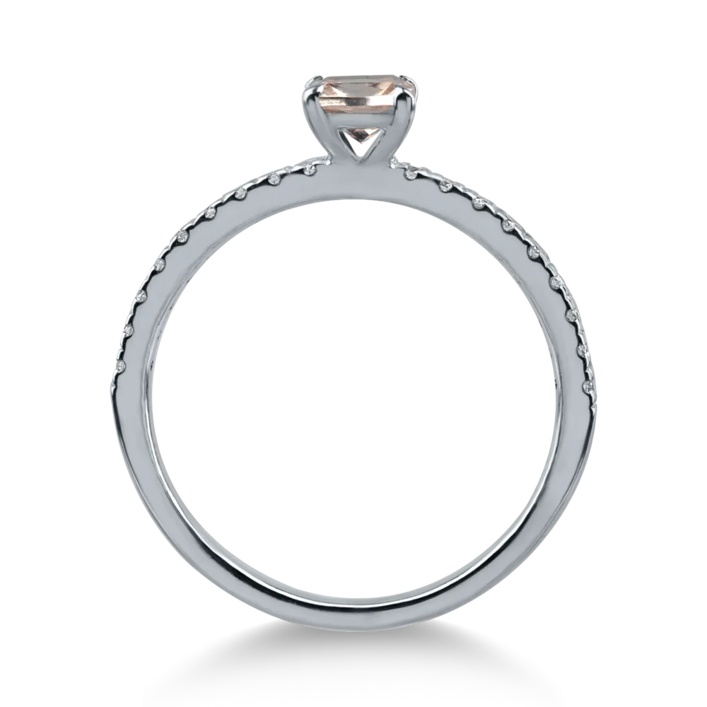 Inel de logodna din aur alb cu morganit de 0.48ct si diamante de 0.33ct - imagine 2