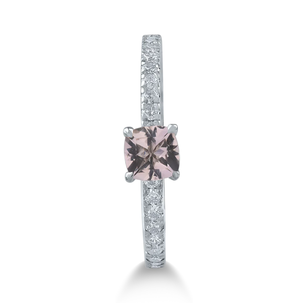 Inel de logodna din aur alb cu morganit de 0.48ct si diamante de 0.33ct - imagine 3