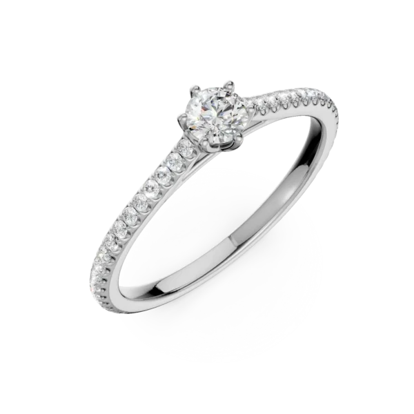 Inel de logodna din aur alb cu un diamant de 0.2ct si diamante de 0.1ct