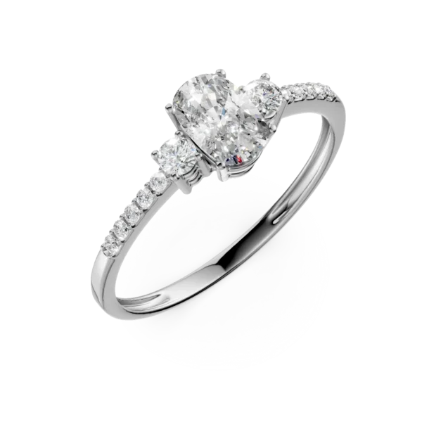 Inel de logodna din aur alb cu zirconia microsetting