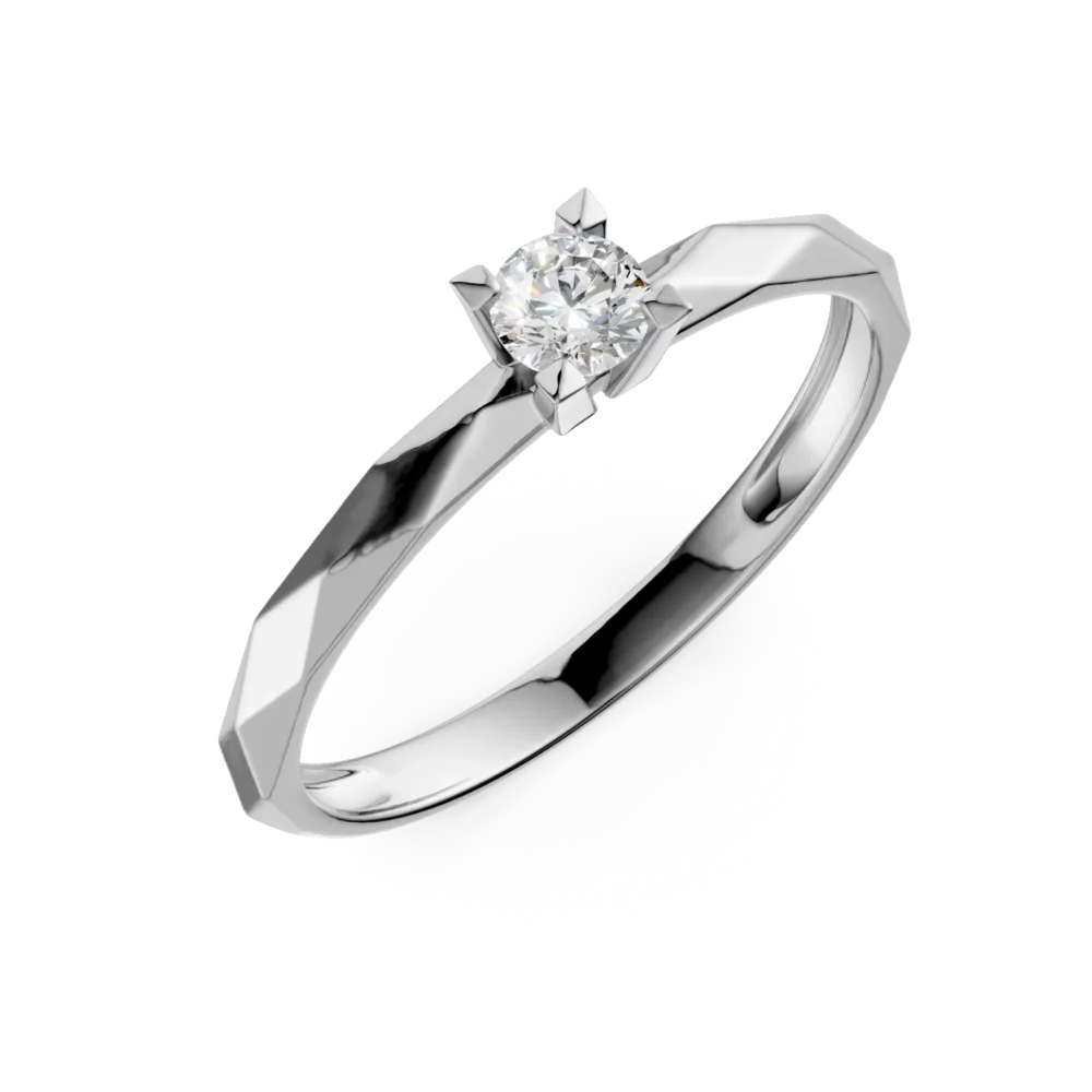 Inel de logodna din aur alb cu zirconia solitaire