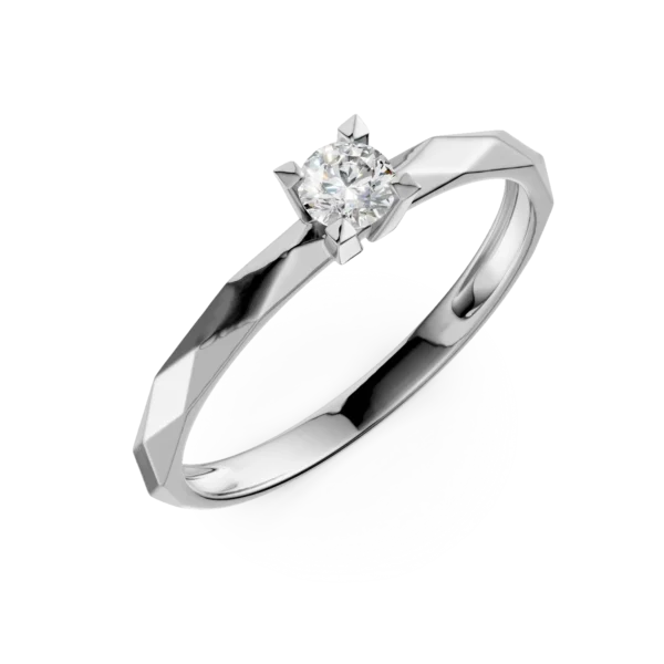 Inel de logodna din aur alb cu zirconia solitaire