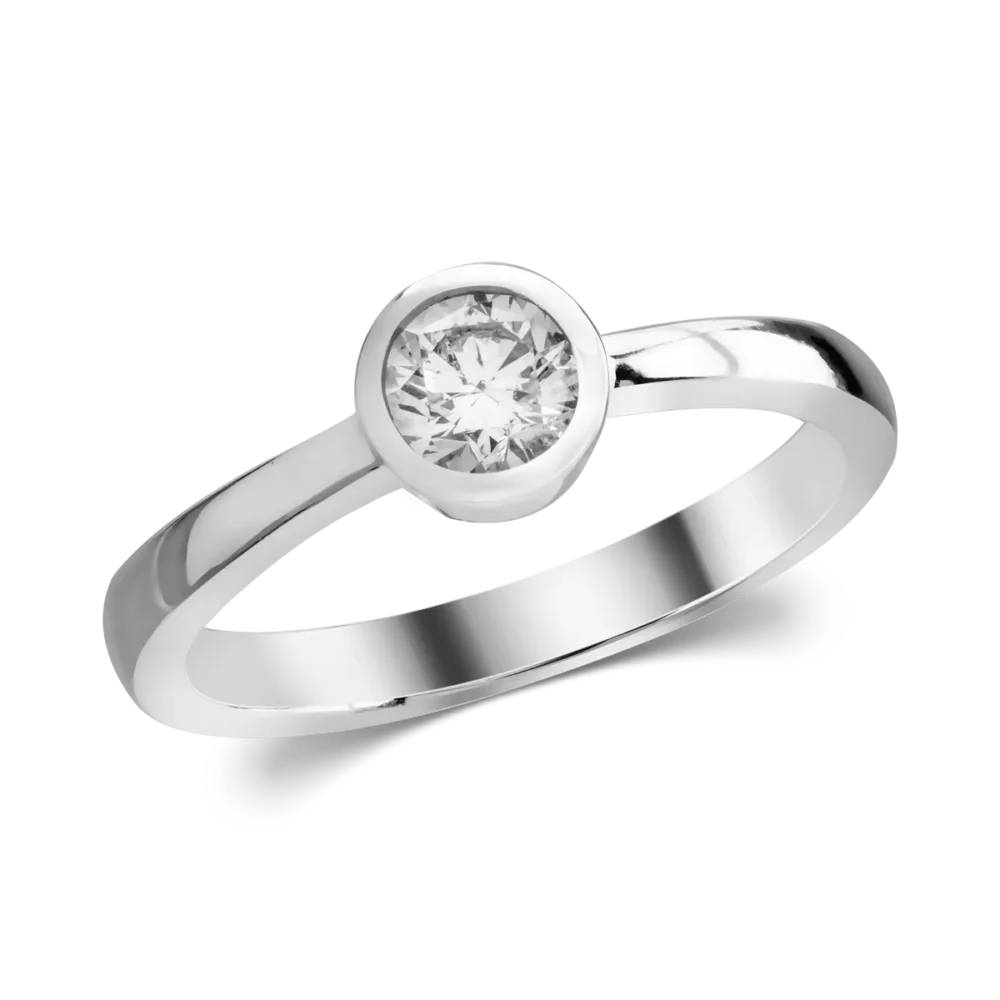 Inel de logodna din aur alb cu un diamant solitaire de 0.5ct