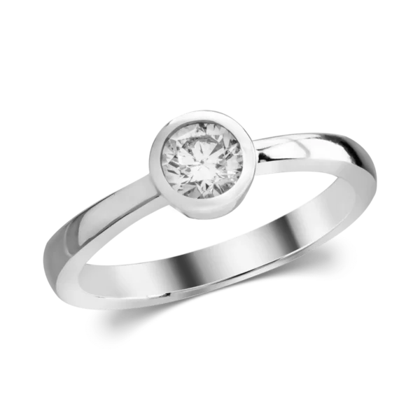 Inel de logodna din aur alb cu un diamant solitaire de 0.5ct