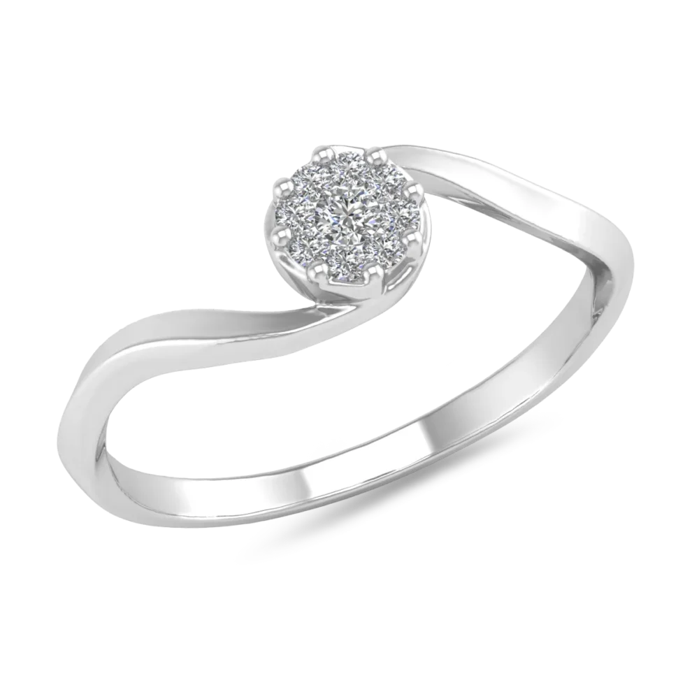 Inel de logodna din aur alb cu diamant de 0.065ct si diamante de 0.075ct