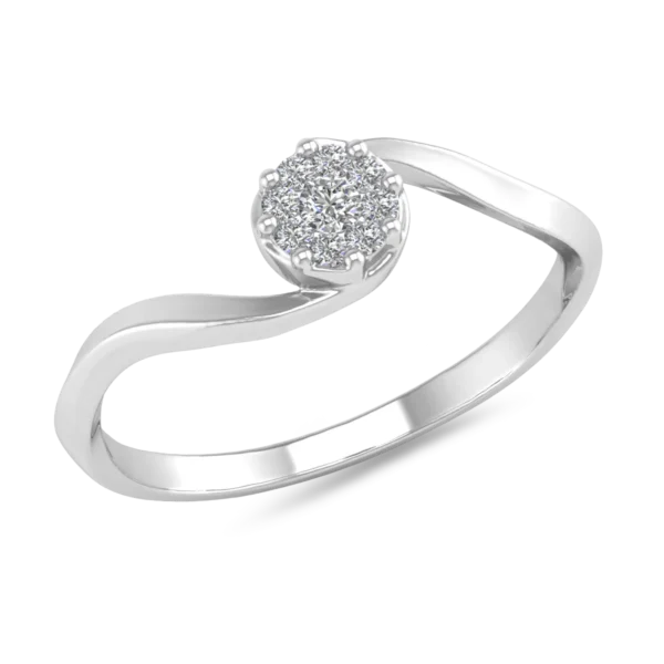 Inel de logodna din aur alb cu diamant de 0.065ct si diamante de 0.075ct