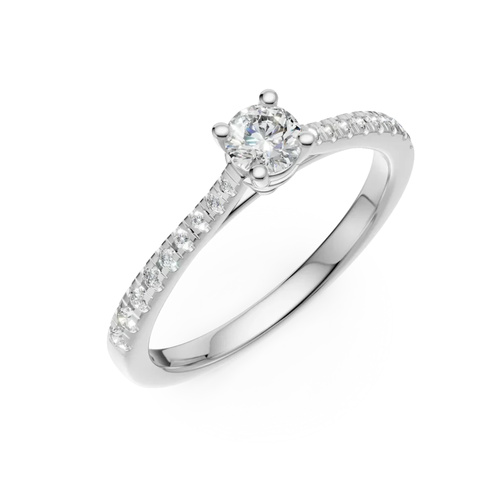 Inel de logodna din aur alb cu diamant de 0.16ct si diamante de 0.17ct