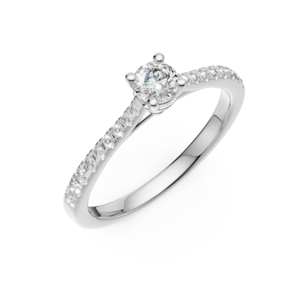 Inel de logodna din aur alb cu diamant de 0.16ct si diamante de 0.17ct