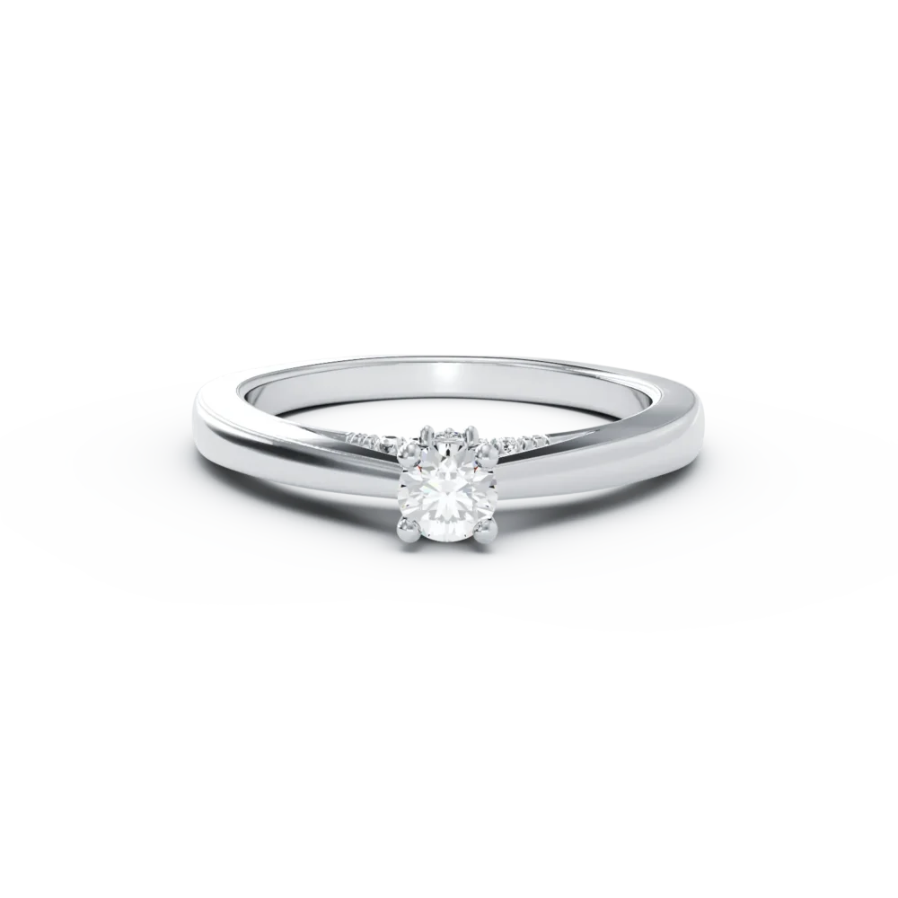 Inel de logodna din aur alb cu diamant de 0.1ct si diamante de 0.04ct - imagine 3