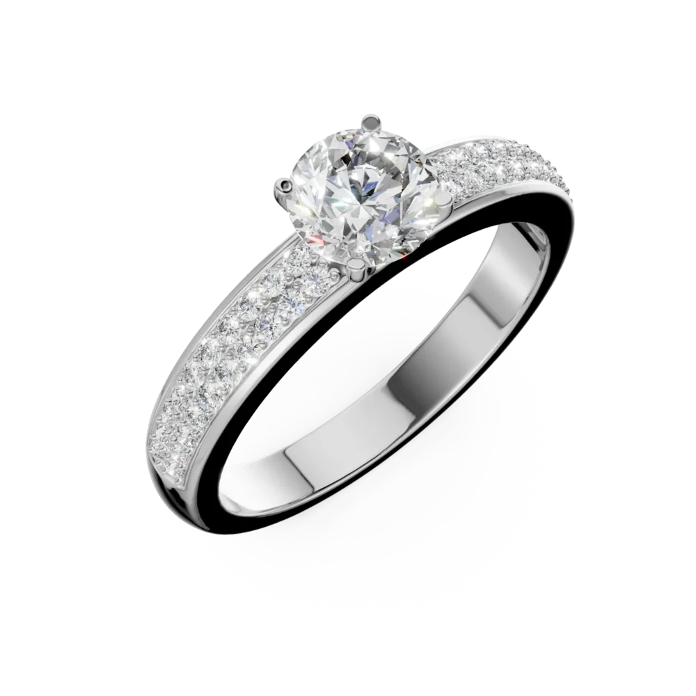 Inel de logodna din aur alb cu diamant de 0.61ct si diamante de 0.2ct