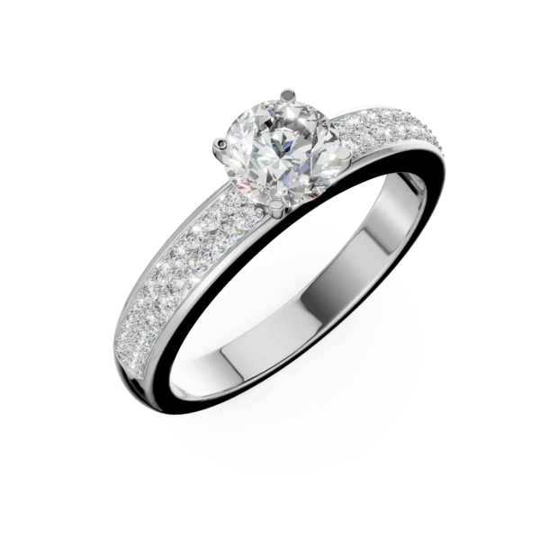 Inel de logodna din aur alb cu diamant de 0.61ct si diamante de 0.2ct