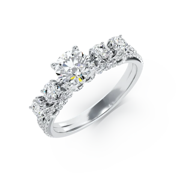 Inel de logodna din aur alb cu diamant de 0.63ct si diamante de 0.82ct