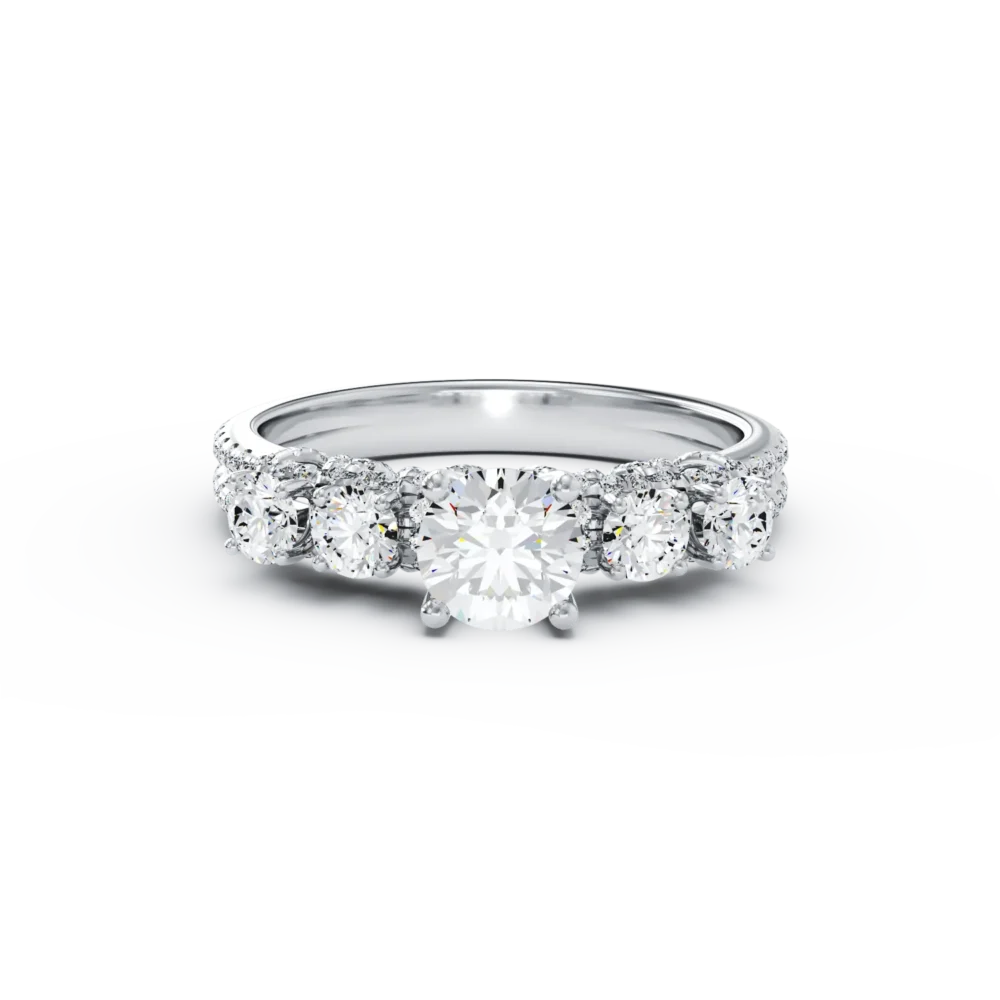 Inel de logodna din aur alb cu diamant de 0.63ct si diamante de 0.82ct - imagine 3