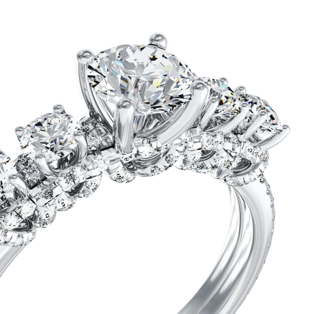 Inel de logodna din aur alb cu diamant de 0.63ct si diamante de 0.82ct - imagine 4