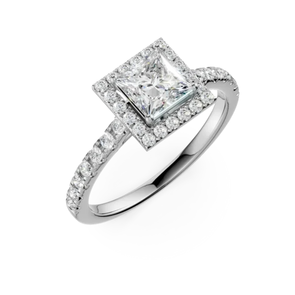 Inel de logodna din aur alb cu diamant de 0.8ct si diamante de 0.38ct