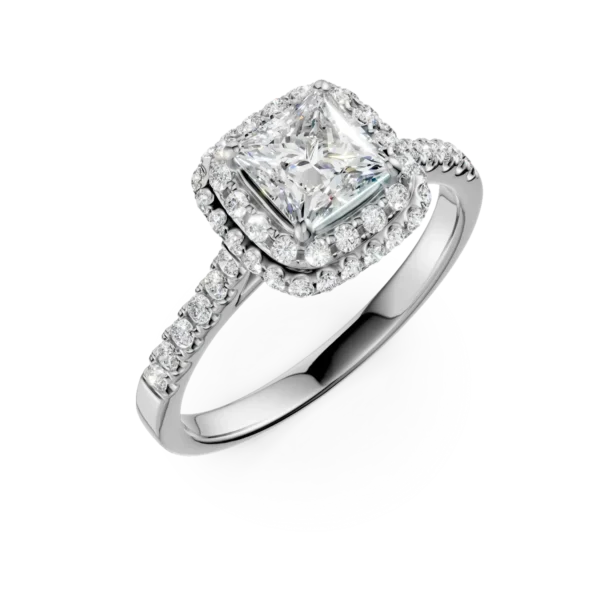 Inel de logodna din aur alb cu diamant de 1.01ct si diamante de 0.39ct