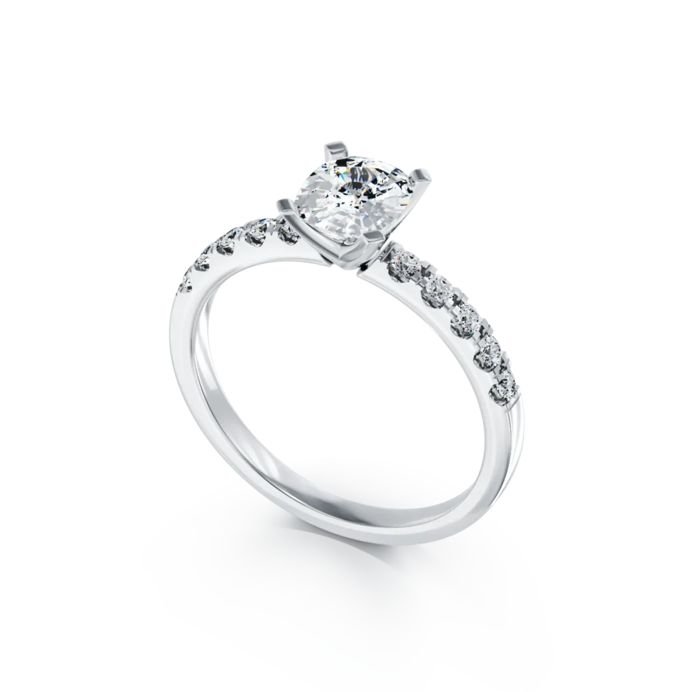 Inel de logodna din aur alb cu diamant de 1.03ct si diamante de 0.19ct - imagine 2