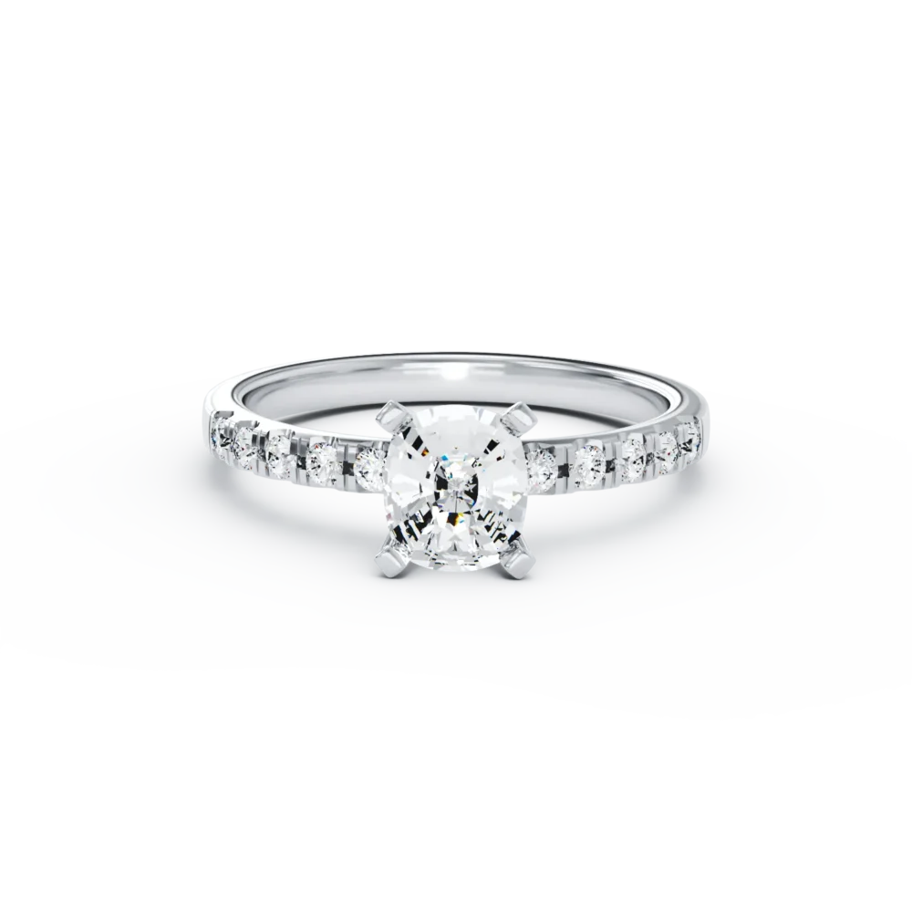 Inel de logodna din aur alb cu diamant de 1.03ct si diamante de 0.19ct - imagine 3