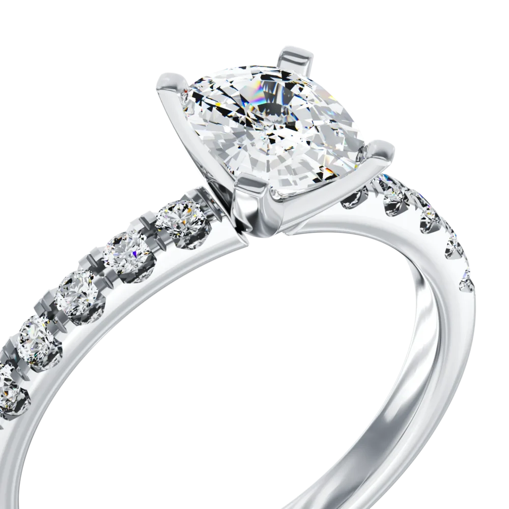 Inel de logodna din aur alb cu diamant de 1.03ct si diamante de 0.19ct - imagine 4