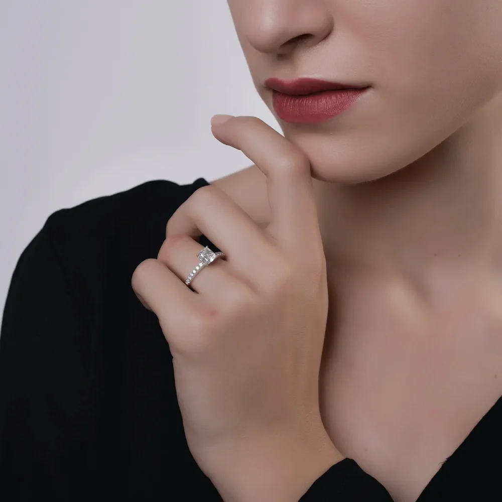 Inel de logodna din aur alb cu diamant de 1.03ct si diamante de 0.19ct - imagine 5