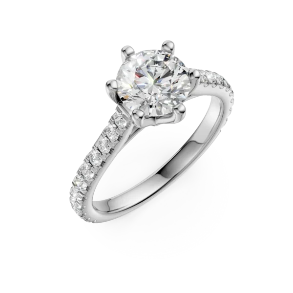 Inel de logodna din aur alb cu diamant de 1.31ct si diamante de 0.307ct