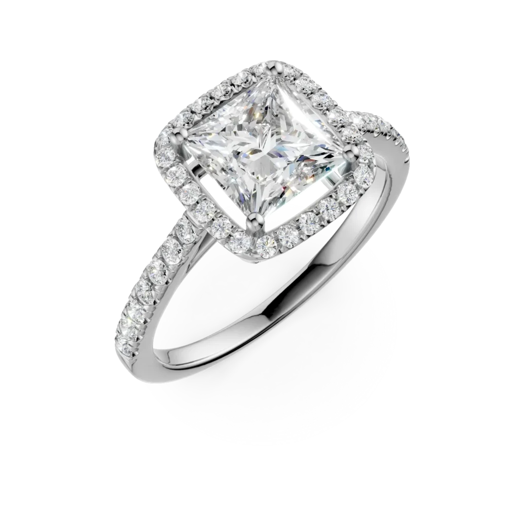 Inel de logodna din aur alb cu diamant de 2.02ct si diamante de 0.37ct