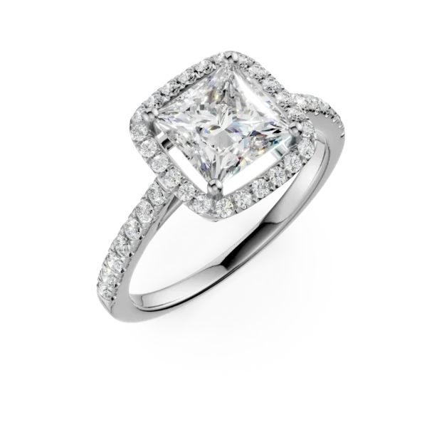 Inel de logodna din aur alb cu diamant de 2.02ct si diamante de 0.37ct