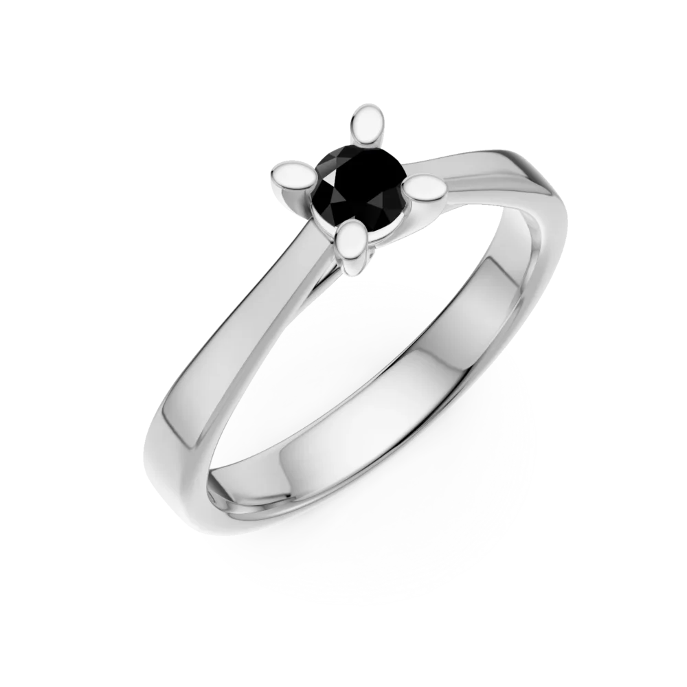 Inel de logodna din aur alb cu diamant negru de 0.2ct