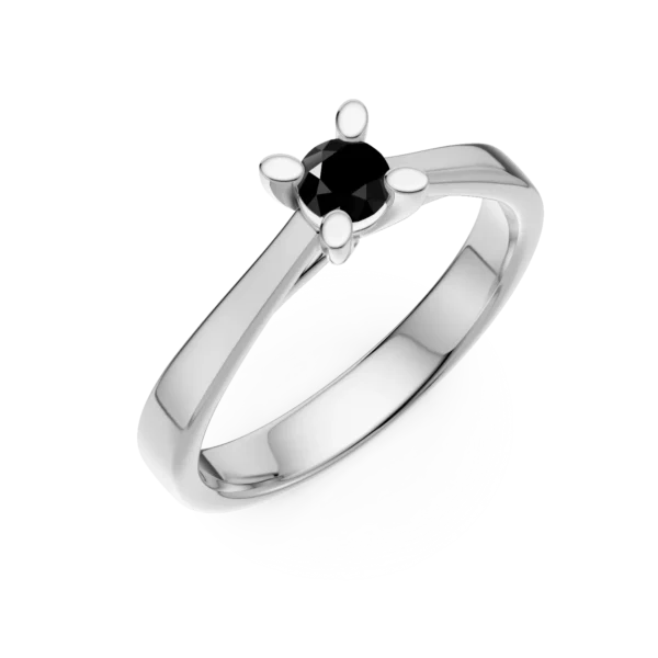 Inel de logodna din aur alb cu diamant negru de 0.2ct