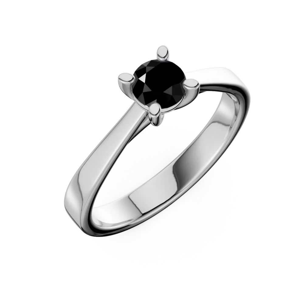 Inel de logodna din aur alb cu diamant negru de 0.4ct