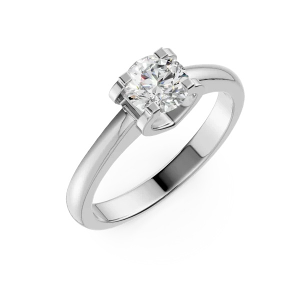 Inel de logodna din aur alb cu diamant solitaire de 0.4ct