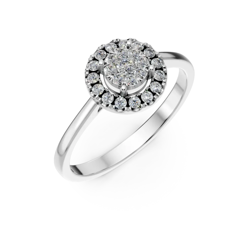 Inel de logodna din aur alb cu diamante de 0.14ct